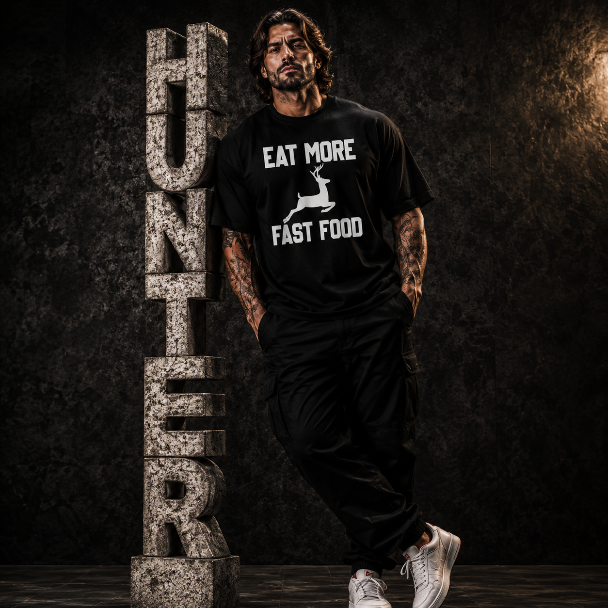 Deer Hunting - Eat More Fast Food - Funny Gift for Hunters T-Shirt