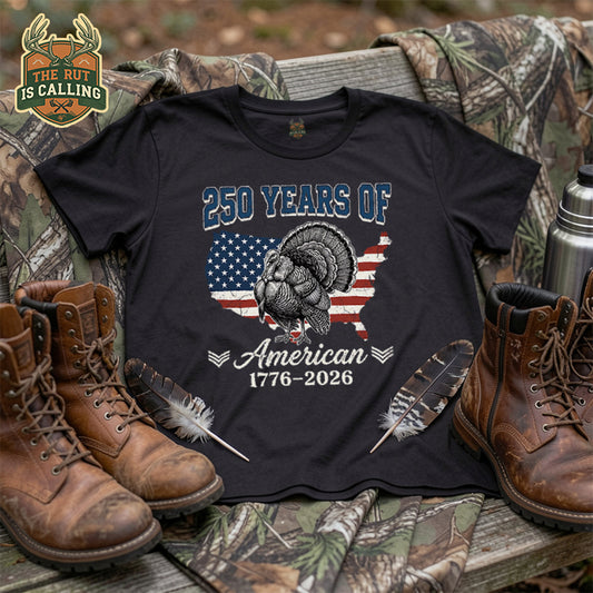 250 Years 1776–2026 USA Flag Wild Turkey Jake 4th of July T-Shirt