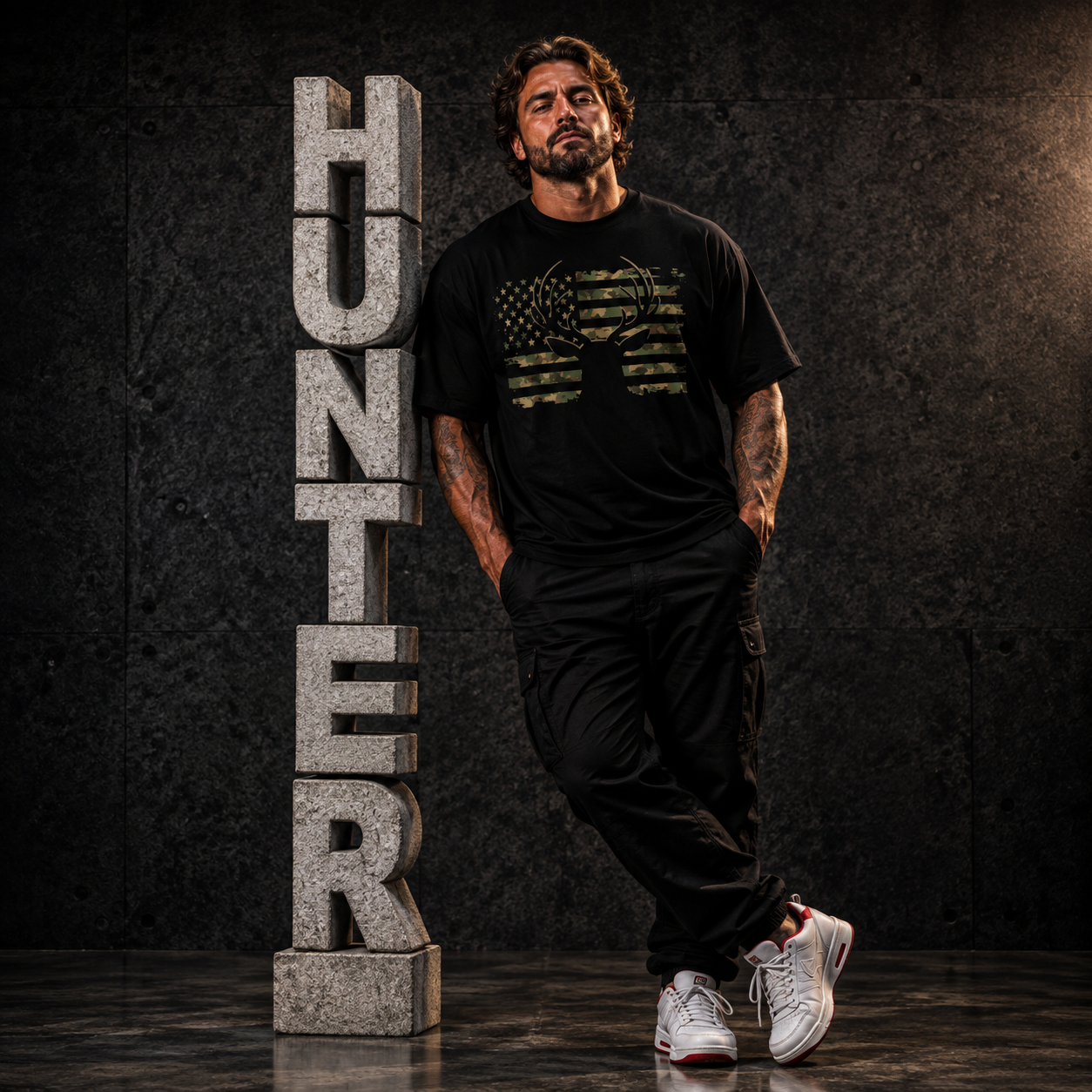 American Flag Camouflage Outdoor Antlers Deer T-Shirt