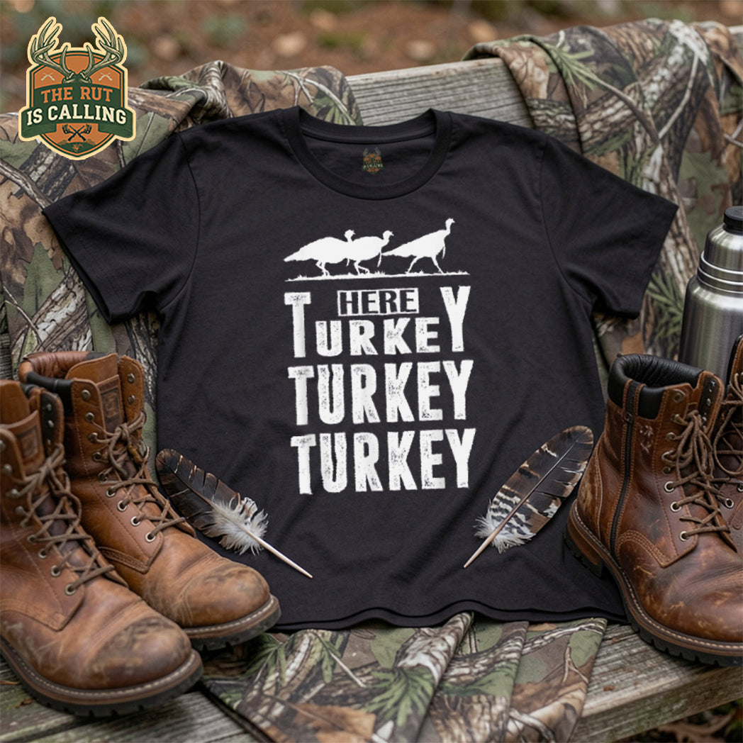 Funny Turkey Hunting Here Turkey Turkey Hunter Gift T-Shirt