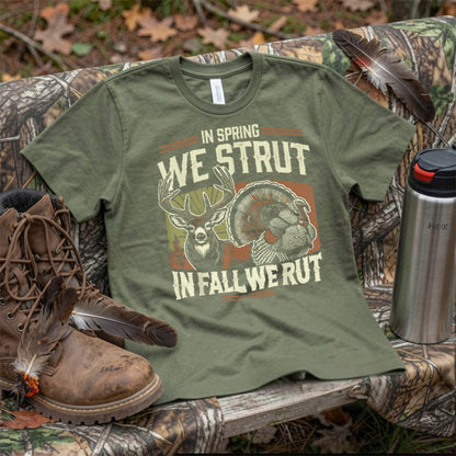 In Spring We Strut In Fall We Rut Turkey & Deer for Hunters T-Shirt
