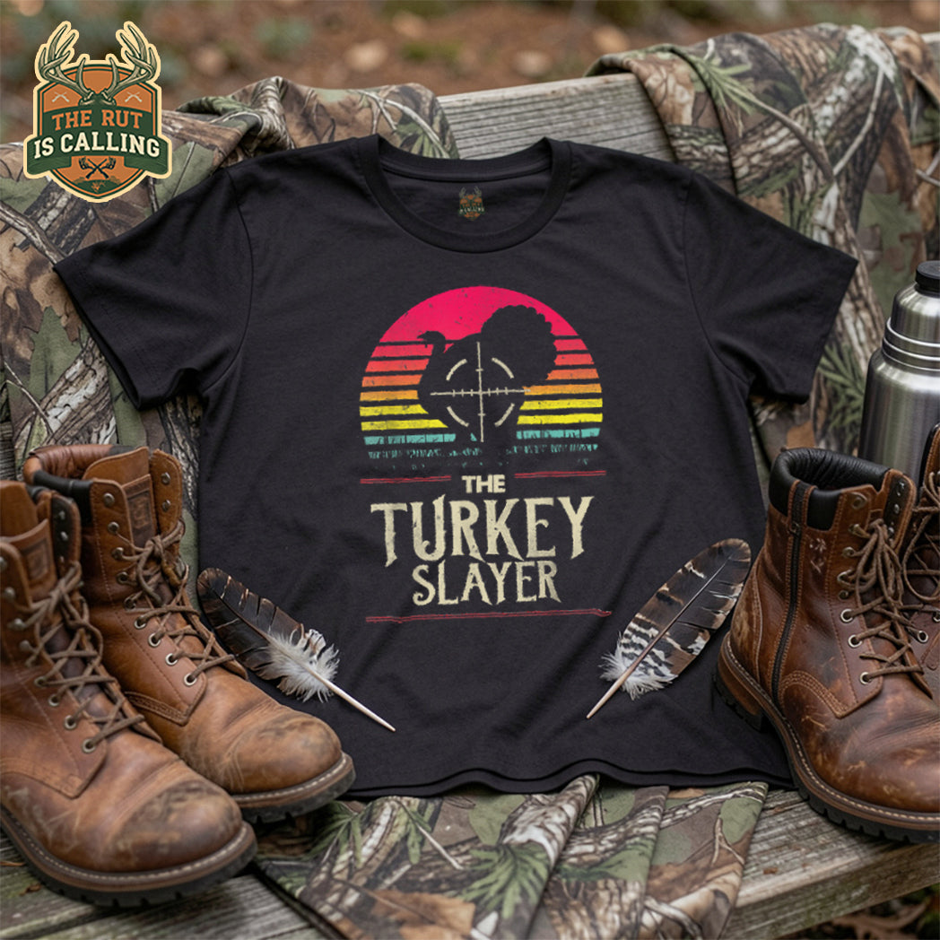 Retro Turkey Slayer Sunset Vintage Hunting Turkey Funny Gift T-Shirt