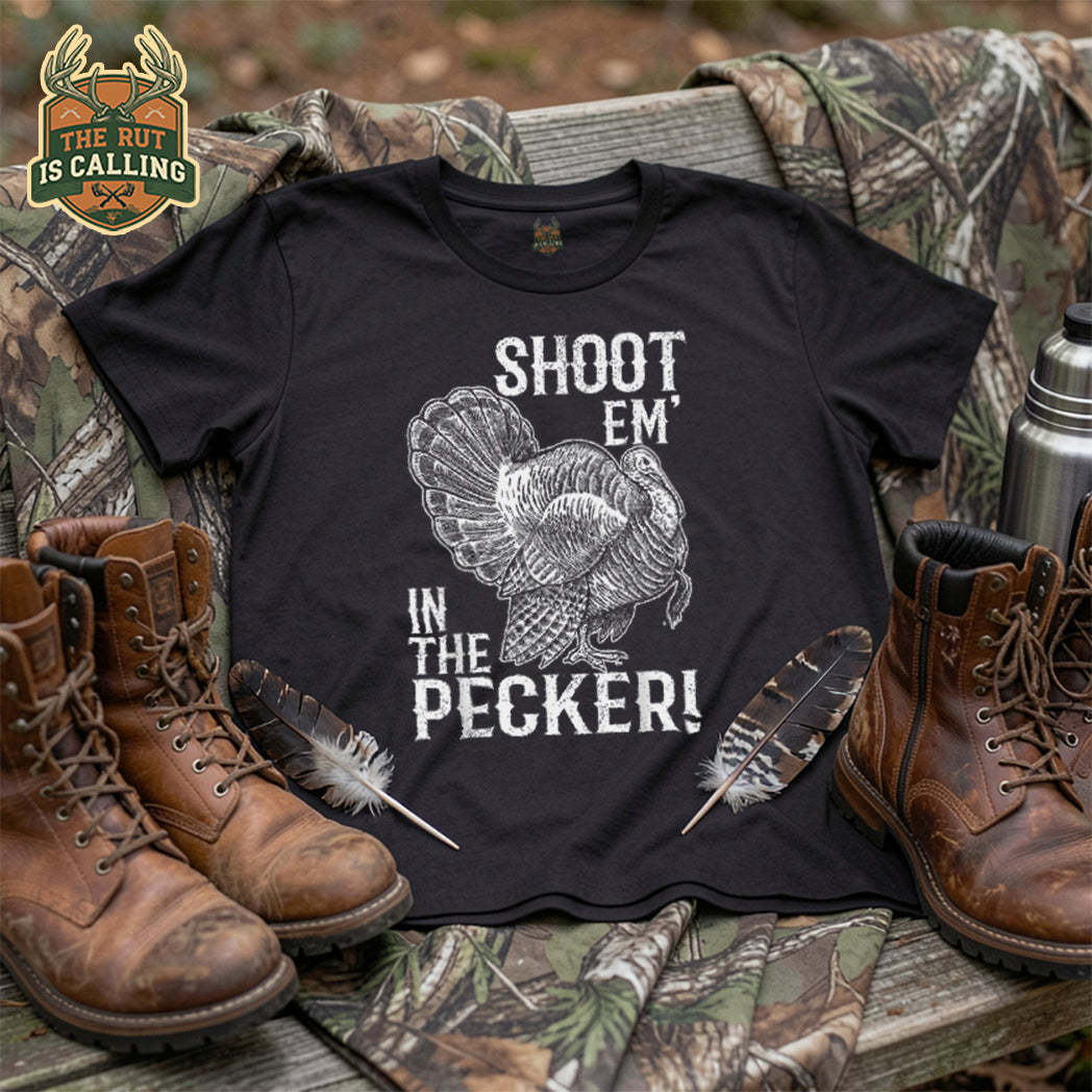 Shoot Em' In The Pecker T shirt Turkey Hunting Legend Hunter T-Shirt